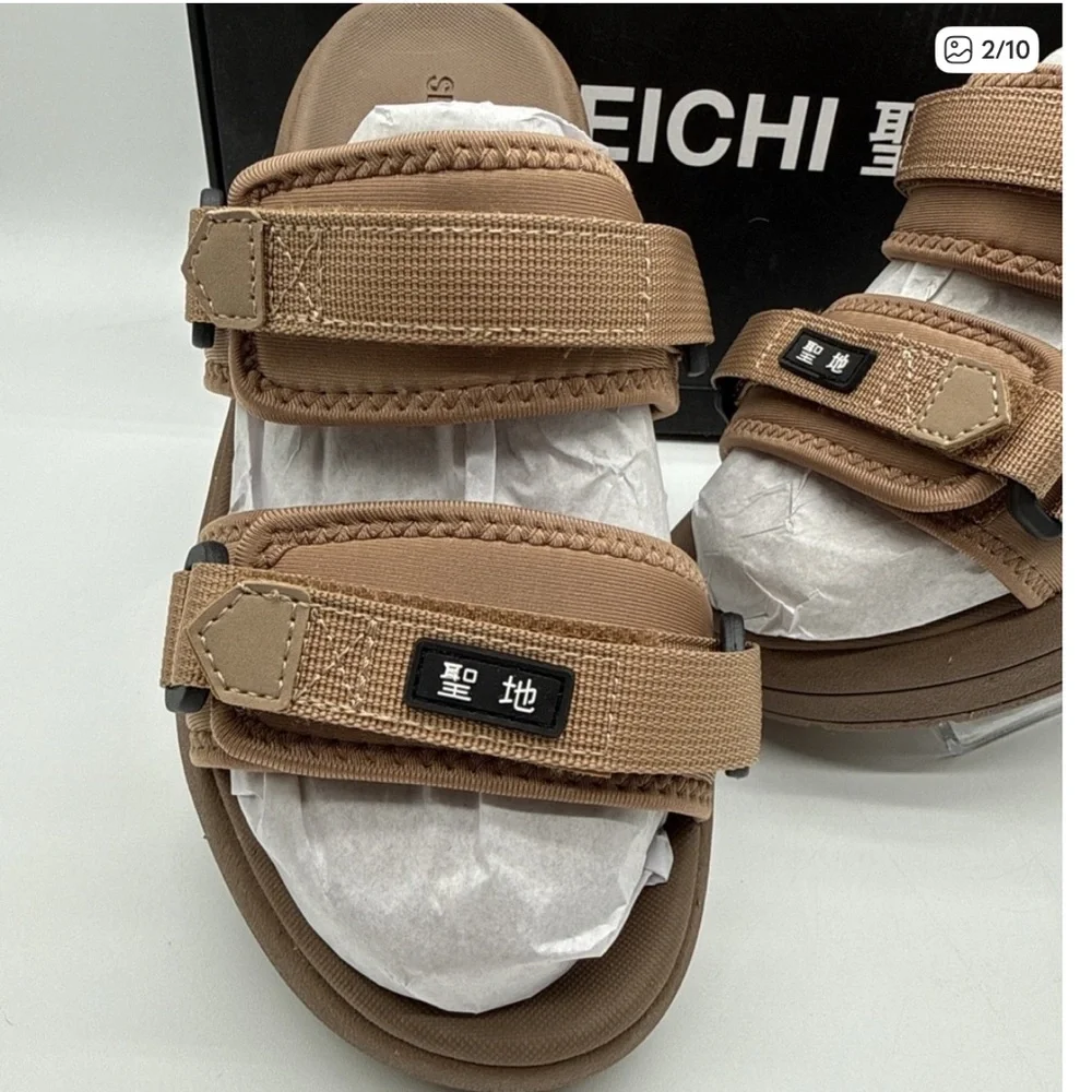 SEICHI YOROI‎ V2 TAN Slide Sandals with Buckle Straps SIZE US10 Euro 43